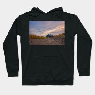 Blue Chevy Pickup on a sand dune at the beach Hoodie